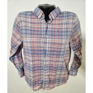 Boys‎ Vineyard Vines Whale button down shirt pastel plaids pink size M (12-14)